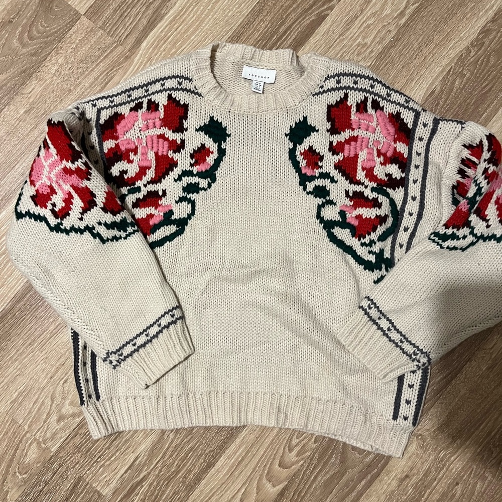 Topshop Floral Knit Sweater